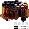 BENECREAT 40PCS 5ml Amber Glass Essential Oil Bottles with Screw Cap Small Amber Sample Glass Vials with 2PCS Graduated Droppers, 1 Sheet Label for Aromatherapy Cosmetics Makeup