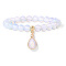Synthetic Opalite Beaded Stretch Bracelets, with Teardrop Charm, 7-1/2 inch(19cm)