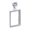 1Pc 925 Sterling Silver Pendant Cabochon Settings, Rectangle, 1Pc Suede Fabric Square Silver Polishing Cloth, Platinum, Tray: 16x12mm, 20x13.5x1.5mm, Hole: 5.5x4mm