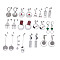 Mixed Style 304 Stainless Steel Dangle Earrings, with Enamel or Cubic Zirconia, Mixed Shapes, Stainless Steel Color, 30~86mm, Pin: 0.6~0.7mm