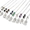 Round Mixed Gemstone Dowsing Pendulums, with Rack Plating Brass and Alloy Findings, Woven Net/Web with Feather & Star of David, 248mm