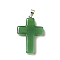 Glass Pendants, Cross, with 201 Stainless Steel Bails, Green, 28.5x18x4.5mm, Hole: 5.5x3mm