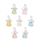 7Pcs Frosted Transparent Acrylic & Glass Pearl Pendants, with Alloy Findings, Angel with Heart, Silver, 20.5x14x5.5mm, Hole: 3.5mm