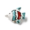 Handmade Porcelain Beads, Fish, Famille Rose Porcelain, Blue, 17.5x21x7mm, Hole: 1.8mm