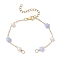 Synthetic Blue Lace Agate Star & Natural Freshwater Pearl Rice & Brass Link Chain Bracelet Making, Golden, 6-3/8 inch(16.1cm)