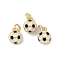 Brass Enamel Pendants, Balls, Rack Plating, Cadmium Free & Lead Free, Long-Lasting Plated, Real 18K Gold Plated, Round, with Jump Ring, Football, 10x6.5~7mm, Hole: 3mm