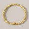 Golden Brass Round Beads Stretch Bracelets, Glass Evil Eye Bead Jewelry for Women, Yellow, Inner Diameter: 6-7/8 inch(17.5cm)