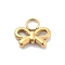 Ion Plating(IP) 304 Stainless Steel Charms, Bowknot, Real 14K Gold Plated, 9x10x2mm, Hole: 3mm