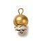 304 Stainless Steel Pendant, with Rhinestone, Christmas Bell, Golden, 16x10mm, Hole: 2mm