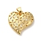 Rack Plating Brass with Cubic Zirconia Pendants, Long-Lasting Plated, Lead Free & Cadmium Free, Heart Charms, Real 18K Gold Plated, 19x20x3.5mm, Hole: 4x3.5mm