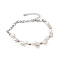 Natural Cultured Freshwater Pearl Bracelets, with 304 Stainless Steel Figaro Chains, Seashell Color, 7-3/4 inch(19.8cm)
