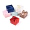 Cardboard Jewelry Ring Storage Boxes, with Bowknot Ribbon Outside and White Sponge Inside, Square, Mixed Color, 5x5x4cm