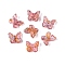 Picasso Transparent Glass Beads, Butterfly, Light Coral, 9.5x11x4mm, Hole: 0.9~1.2mm, About 1020pcs/pound