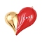 304 Stainless Steel Enamel Big Pendants, Heart, Golden, Letter, 64.5x53x8mm, Hole: 2.2mm
