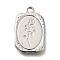 Alloy Pendants, Silver Charms, Rectangle, 23x14.5x2.5mm, Hole: 2.3mm