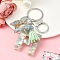 Resin & Acrylic & Faux Suede Tassel Keychain, with Alloy Clasp and Iron Rings, Letter H, 0.9cm