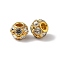 Brass Rhinestone Beads, Rondelle, Golden, 12x10.5mm, Hole: 4mm