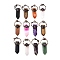 Natural & Synthetic Mixed Gemstone Sword Shape Big Pendants, with Brass Rings, Red Copper, Mixed Dyed and Undyed, 66~73x30~31x11.5~12mm, Hole: 6mm