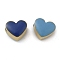 Ion Plating(IP) 304 Stainless Steel Enamel Beads, Two Tone Beads, Heart, Real 14K Gold Plated, Blue, 5x6x4mm, Hole: 1.6mm