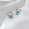 Stainless Steel Round Hoop Earrings, with Synthetic Turquoise, Silver, 11.1x5.46x14.3mm
