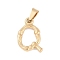 304 Stainless Steel Pendants, Bamboo Style, Letter, Ion Plating(IP), Real 18K Gold Plated, Letter.Q, 19x16x3mm, Hole: 3x7mm