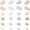 32PCS 2 Style 304 Stainless Steel Box Clasps, Multi-Strand Clasps, Rectangle with Flower, Mixed Color, 16pcs/style