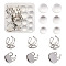 9Pcs 3 Sizes 304 Stainless Steel Cuff Pad Ring Settings, with 9Pcs Half Round Transparent Glass Cabochons, for DIY Finger Ring Making Kits, Stainless Steel Color, Tray: 16mm/18mm/20mm, US Size 7 1/4(17.5)~US Size 8(18mm)