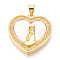 Brass Micro Pave Clear Cubic Zirconia Pendants, with Shell, Heart with Couple, Real 18K Gold Plated, 23.5x23x3.5mm, Hole: 5x3.5mm