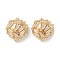 Brass Micro Pave Cubic Zirconia Stud Earring Findings, Long-Lasting Plated, Cadmium Free & Nickel Free & Lead Free, Round, Real 14K Gold Plated, 11.5x10.5mm, Hole: 1.2mm