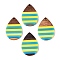 Epoxy Resin & Walnut Wood Pendants, Geometric Charms, Teardrop, 36x25x3.5mm, Hole: 2mm