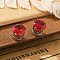 Cubic Zirconia Clip-on Earrings, Magnetic Stainless Steel Non-piercing Earrings, Stainless Steel Color, Diamond, Red, 8mm