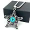 Vintage Gothic Stainless Steel Cyan Evil Eye Star Pendant Necklaces for Men, Stainless Steel Color
