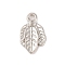 Alloy Charms, Leaf, Platinum, 11x19x2.5mm, Hole: 2mm