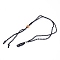 Adjustable Braided Waxed Cord Macrame Pouch Necklace Making, Interchangeable Stone, with Wood Beads & Alloy Pipe Beads, Black, 17-3/8~18-1/2 inch(44~47cm)