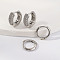 Elegant Brass Hoop Earrings, with Clear Cubic Zirconia, Silver, 11~12x2~4mm
