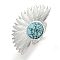 304 Stainless Steel Synthetic Turquoise Cuff Rings, Fan Open Rings for Women Men, Stainless Steel Color, 39.5x26.5mm, Inner diameter: Adjustable.