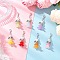 Flower Angel Acrylic Pendant Decorations, with Alloy Lobster Claw Clasps, Mixed Color, 50mm