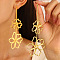 Alloy Dangle Stud Earrings, Golden, Flower, 50mm