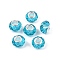 Transparent Glass European Beads, Large Hole Beads, with Brass Cores, Faceted, Rondelle, Light Sky Blue, 13.5~14x9~9.5mm, Hole: 5mm