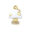 Brass Enamel Charms, with Jump Ring, Mushroom Charm, Long-Lasting Plated, Lead Free & Cadmium Free, Real 18K Gold Plated, Rack Plating, White, 11x9.5x7mm, Hole: 3mm