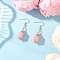 Natural Rhodochrosite Dangle Earrings, with 304 Stainless Steel Earring Hooks, Real 18K Gold Plated, Column, 46x10mm