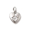 Brass Micro Pave Cubic Zirconia Charms, Heart with Star, Long-Lasting Plated, Rack Plating, with Jump Ring, Real Platinum Plated, 10x8.5x2mm, Hole: 3mm