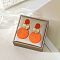 3-Round Alloy Dangle Stud Earrings, Golden, Dark Orange, 60x35mm