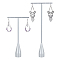2 Sets 2 Styles Alloy T Bar Single Dangle Earring Display Stands, Matte Silver Color, Photo Props, Teardrop, 10.5x2.95x20~28cm, 1 set/style