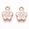 Alloy Enamel Charms, Lead Free & Cadmium Free, Golden, Flower Charm, White, 11.3x9x1.5mm, Hole: 1.6mm