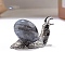 Natural Labradorite Ornament, with Metal Snail Holder for Home Office Desktop Feng Shui Ornament, 45x26x30mm