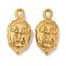Ion Plating(IP) 304 Stainless Steel Pendants, Oval with Skeleton Charm, Real 18K Gold Plated, 20.5x10x4.5mm, Hole: 1.5mm