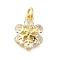 Rack Plating Brass Micro Pave Cubic Zirconia Pendants, Lead Free & Cadmium Free, Long-Lasting Plated, Flower, Real 18K Gold Plated, 15x11.5x4.5mm, Hole: 3.5mm