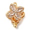 Brass Micro Pave Clear Cubic Zirconia Box Clasps, Real 18K Gold Plated, Flower, Real 18K Gold Plated, Clear, 21.5x16.5x10.5mm, Hole: 1.2mm