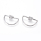 Brass Micro Pave Cubic Zirconia Screw Carabiner Lock Charms, for Necklaces Making, Clear, Half Round, Platinum, 28x14x2mm